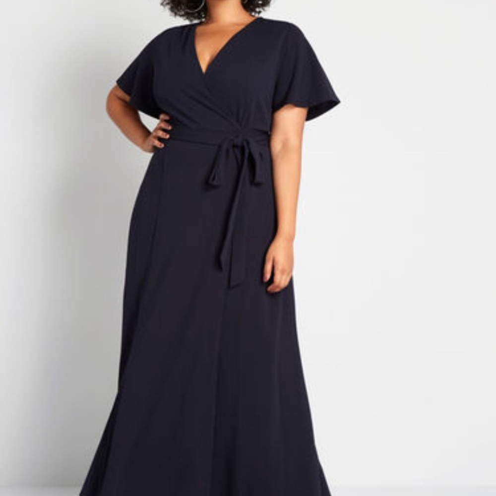Modcloth Maxi Wrap Dress Navy